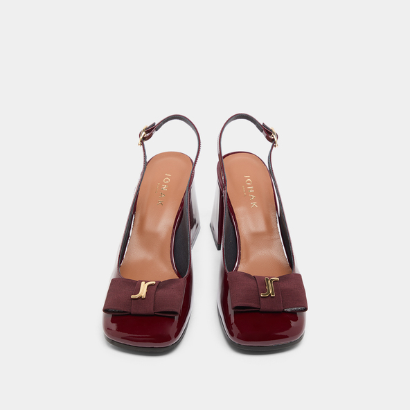 Escarpins slingbacks à bouts carrés en vernis bordeaux | RELISE | Jonak