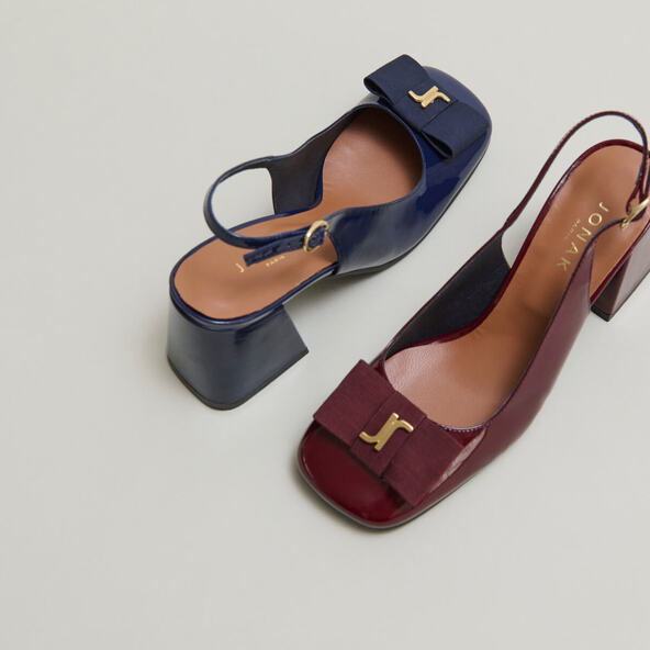 Escarpins slingbacks à bouts carrés en vernis bordeaux | RELISE | Jonak