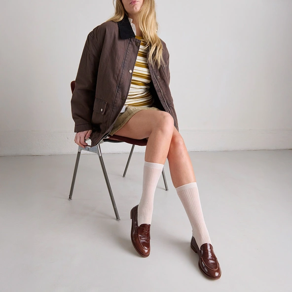 Mocassins à bouts ronds en cuir brillant marron | THELMA | Jonak