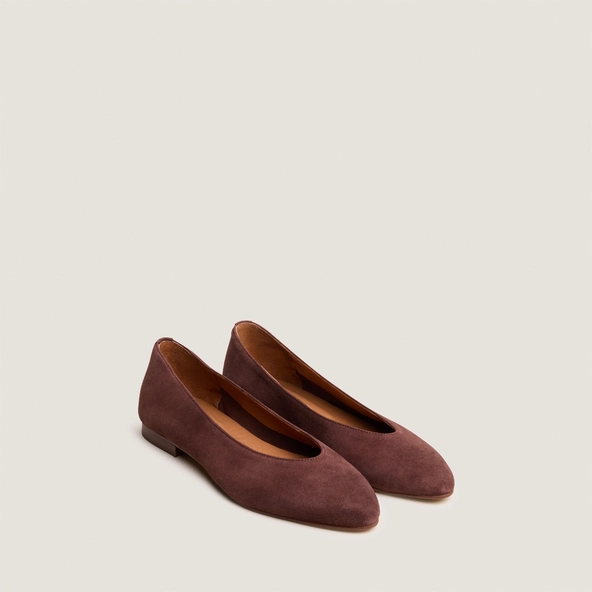 Ballerines à bouts pointus en velours marron foncé | DASSUS | Jonak