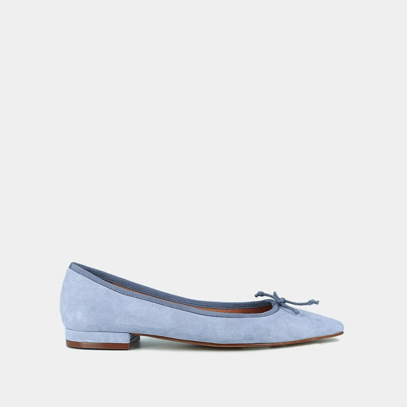 Ballerines à bouts pointus et lacets en velours bleu clair | DAMO | Jonak
