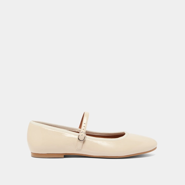 Ballerines &agrave; brides en vernis pliss&eacute; &eacute;cru | DOUCEUR | Jonak