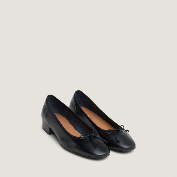 Ballerines &agrave; talons en cuir noir | DADOU | Jonak