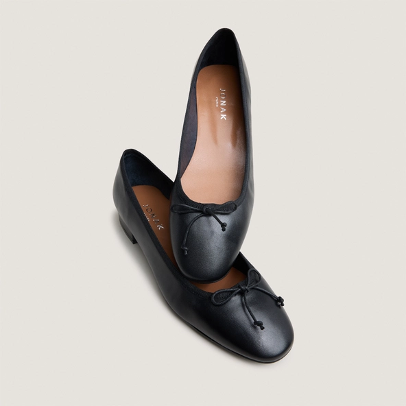 Ballerines &agrave; talons en cuir noir | DADOU | Jonak
