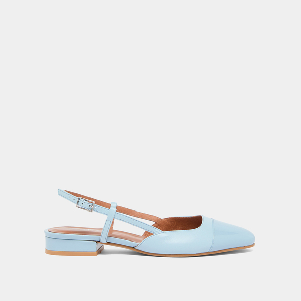 Ballerines ouvertes en vernis et cuir bleu ciel | DHAPOU | Jonak