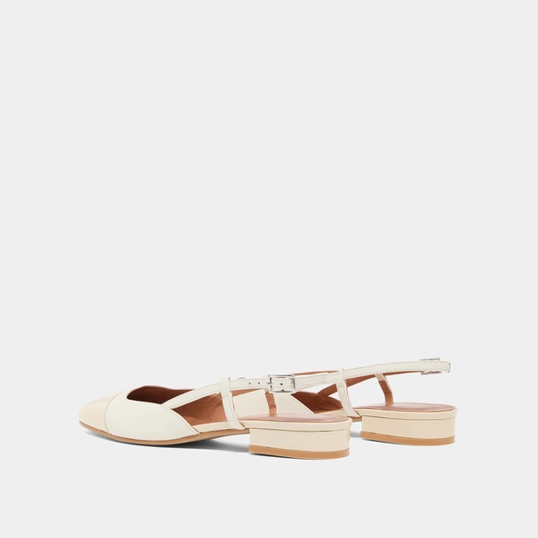 Ballerines ouvertes en vernis et cuir &eacute;crus | DHAPOU | Jonak