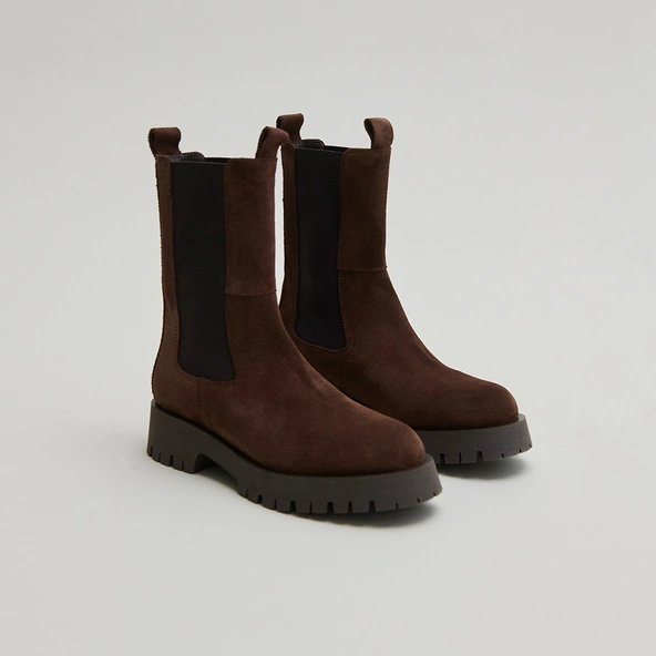 Bottines à plateformes en croûte marron | RIDLE | Jonak