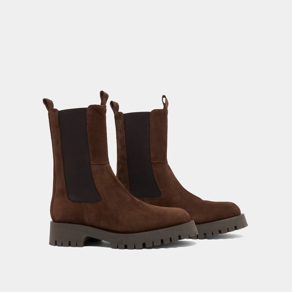 Bottines à plateformes en croûte marron | RIDLE | Jonak