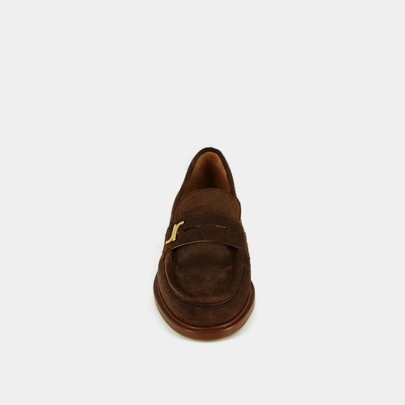 Mocassins &agrave; bouts ronds et monogrammes en cro&ucirc;te marron | DUEDI | Jonak