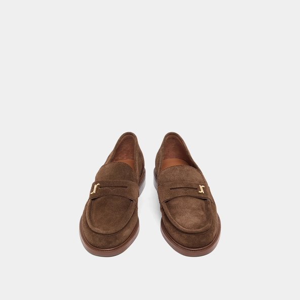 Mocassins &agrave; bouts ronds et monogrammes en cro&ucirc;te marron | DUEDI | Jonak