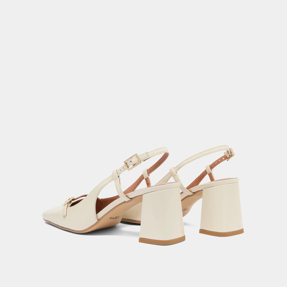 Slingbacks à talons en cuir brillant écru | DADELLE | Jonak