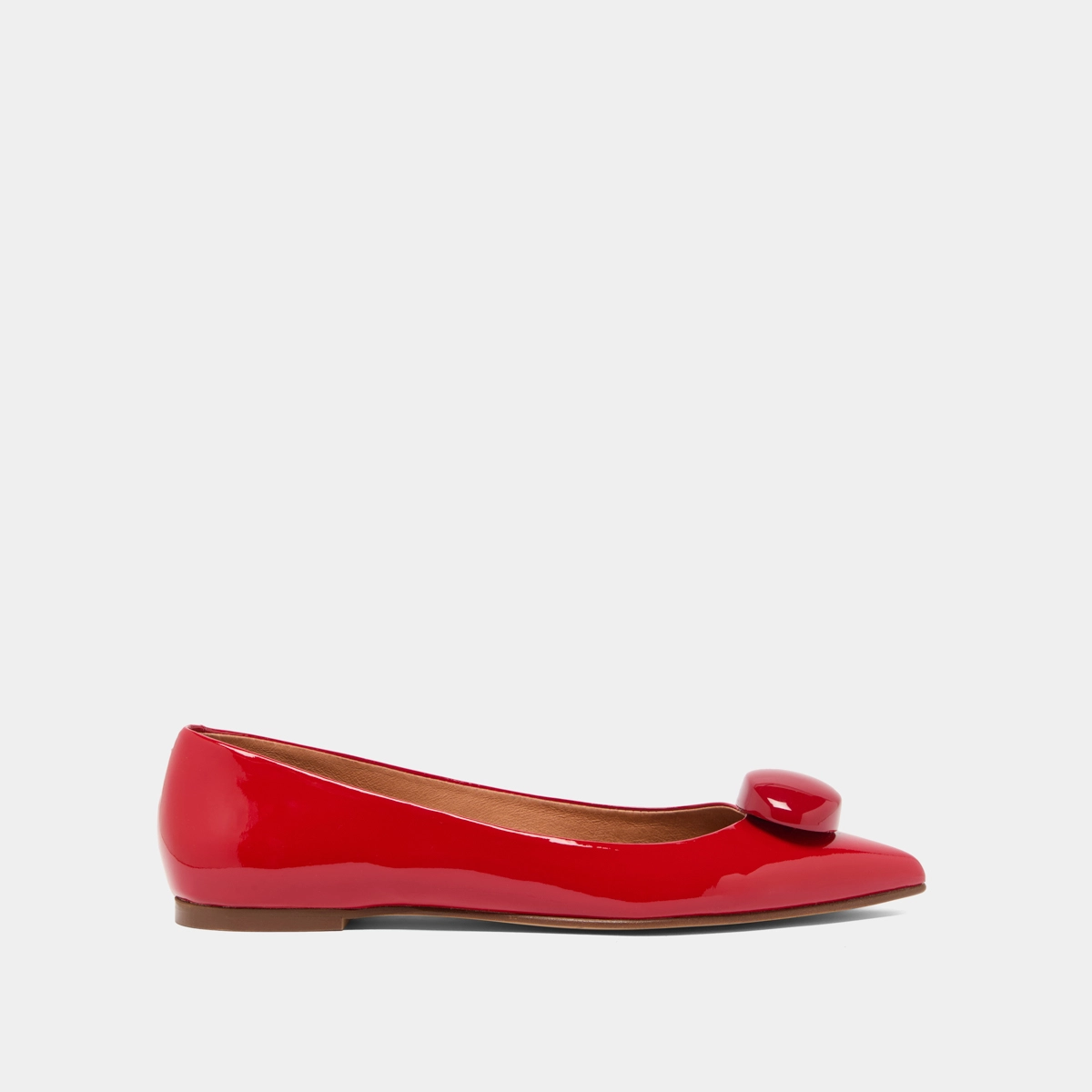 Ballerines &agrave; bouts pointus et billes en vernis rouge | DALIDO | Jonak