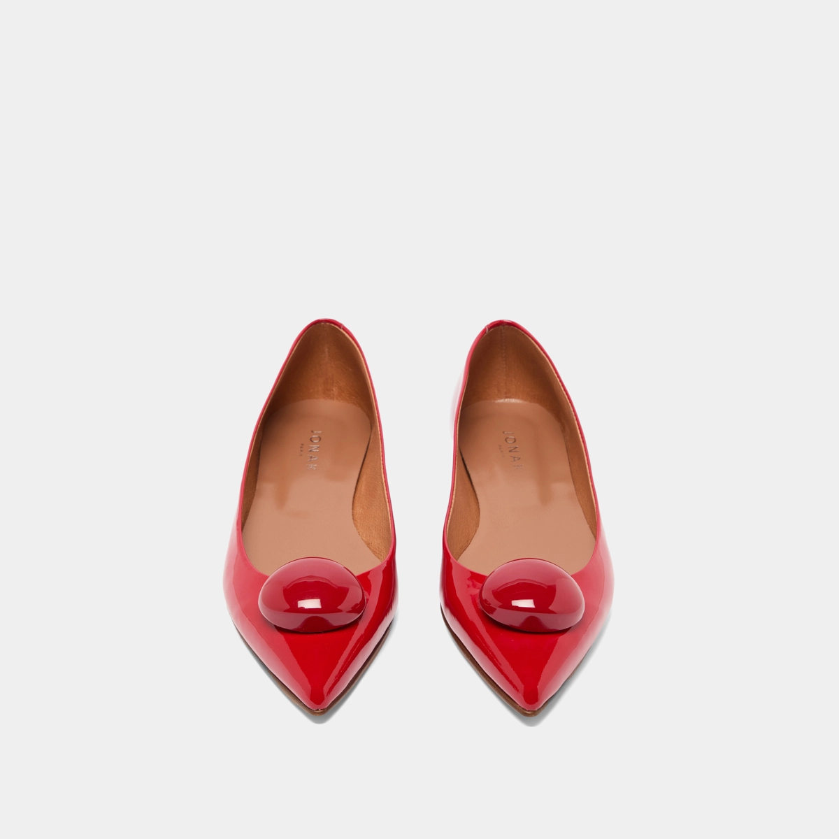 Ballerines &agrave; bouts pointus et billes en vernis rouge | DALIDO | Jonak