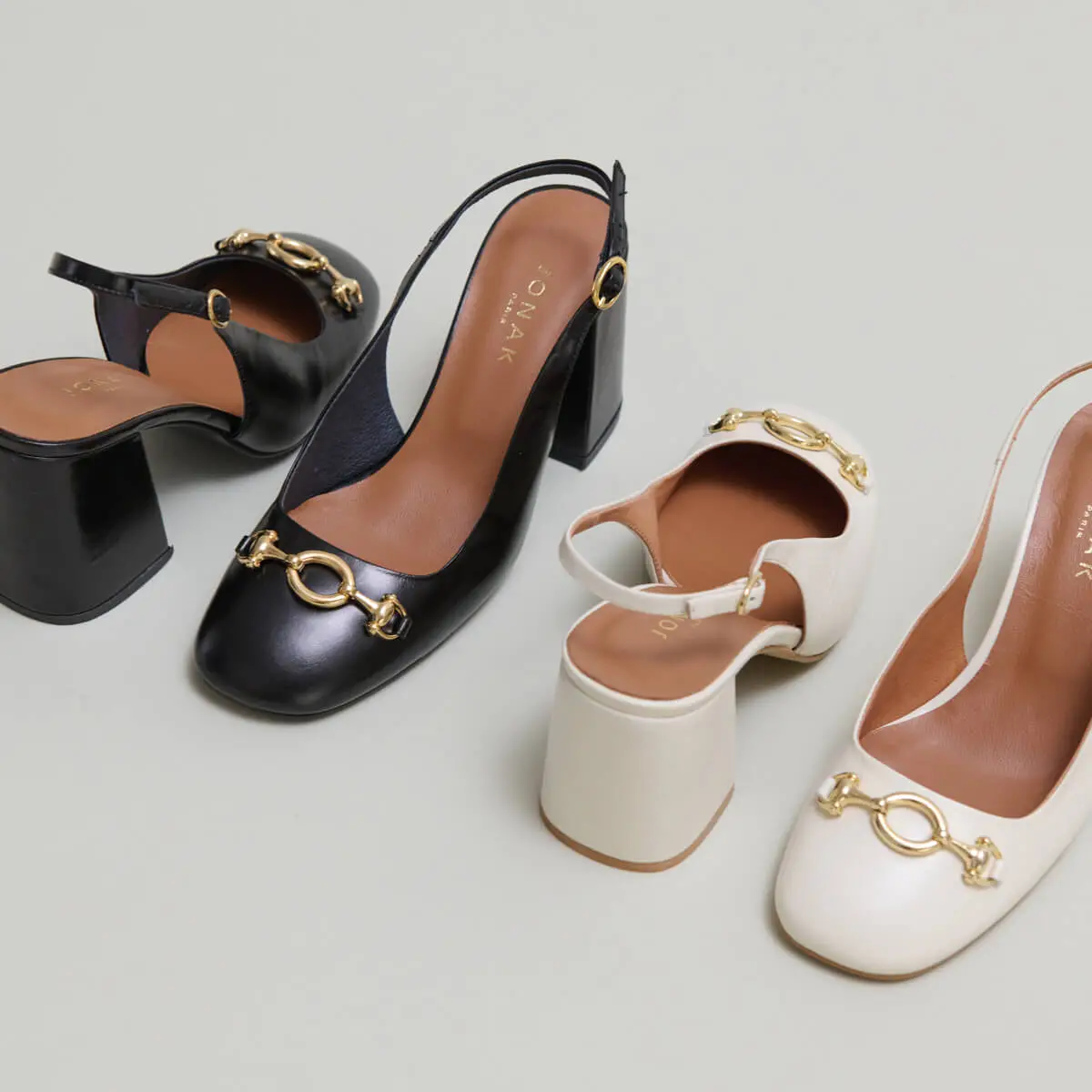 Escarpins slingbacks en cuir noir | DECOUV | Jonak