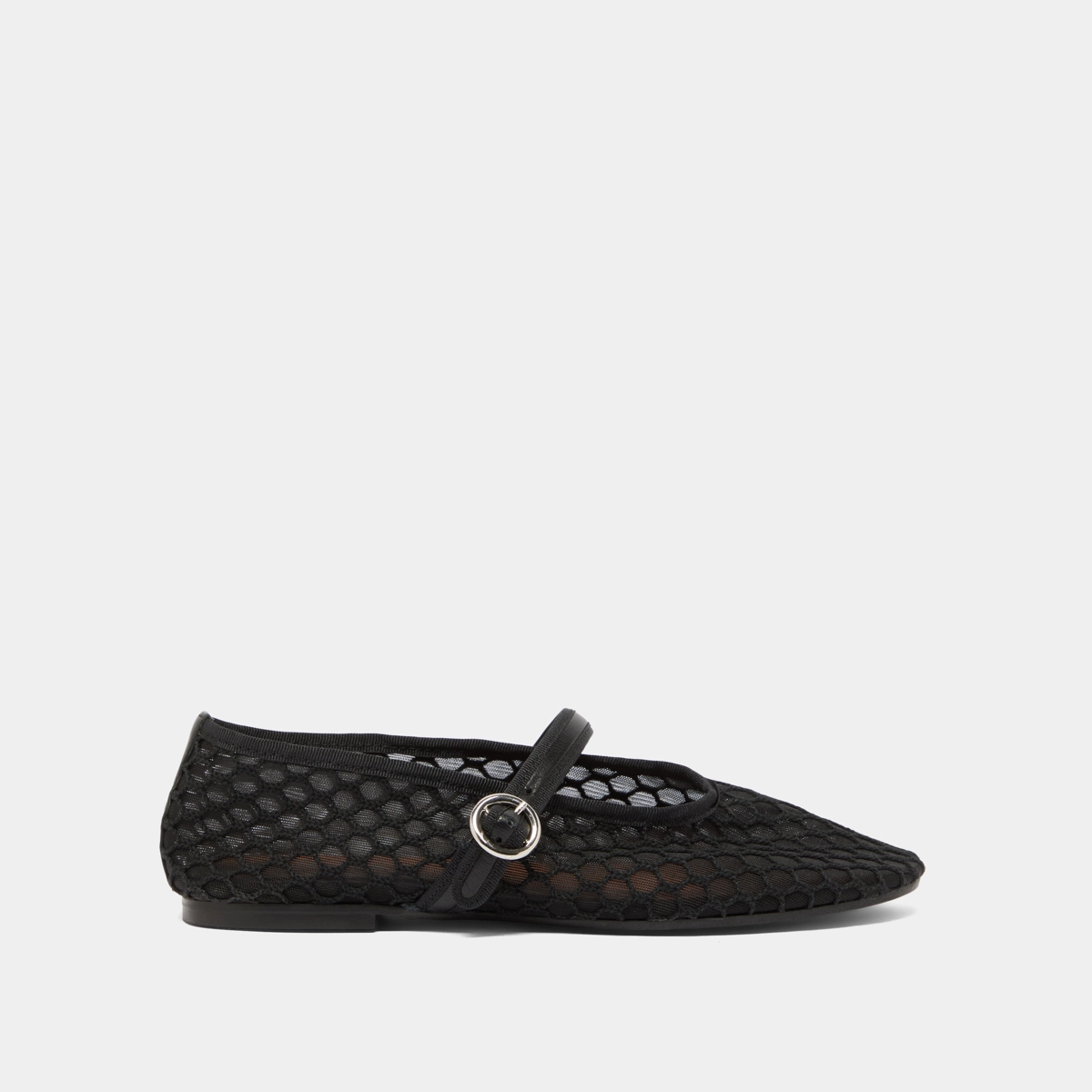 Ballerines à brides en mesh noir et cuir noir | DEESSIA | Jonak