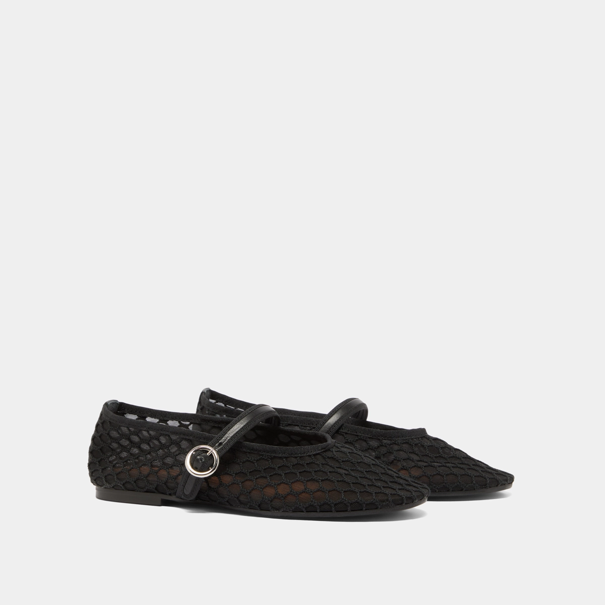 Ballerines à brides en mesh noir et cuir noir | DEESSIA | Jonak