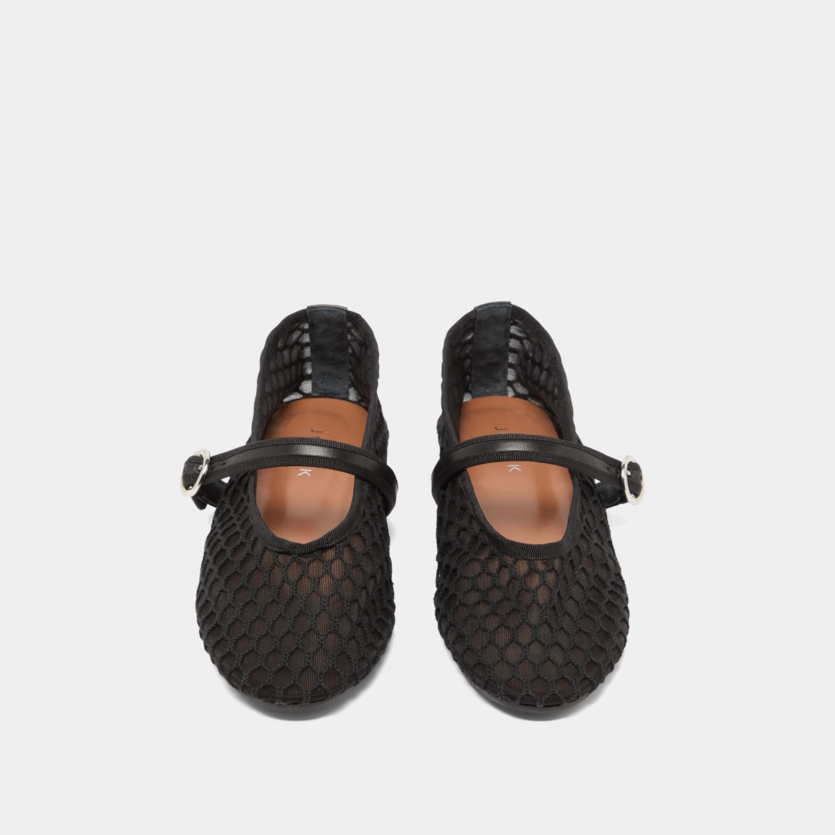 Ballerines à brides en mesh noir et cuir noir | DEESSIA | Jonak
