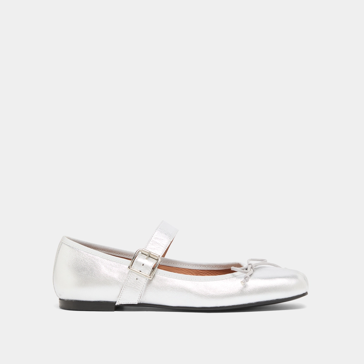 Ballerines à brides en cuir métallisé argent | DOMINANTE | Jonak