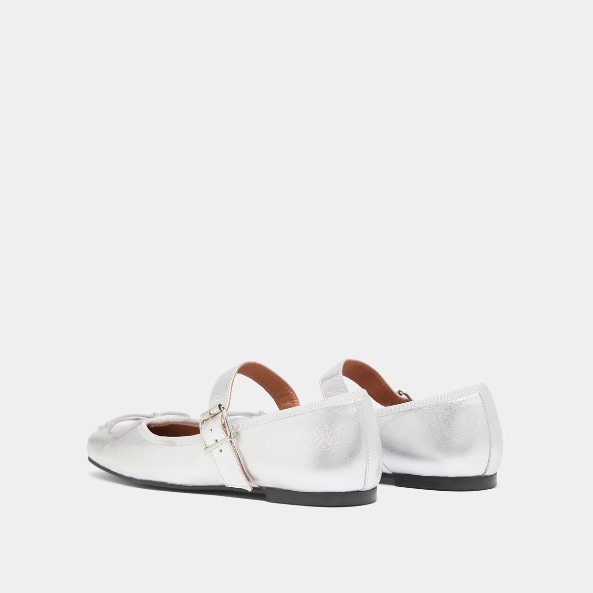 Ballerines à brides en cuir métallisé argent | DOMINANTE | Jonak