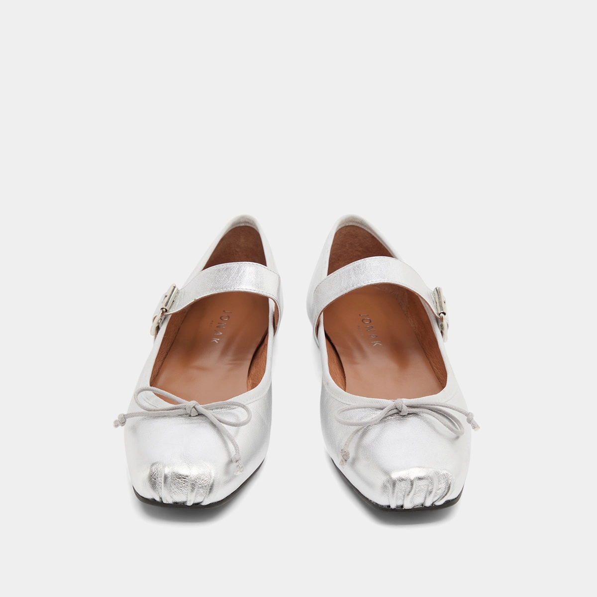 Ballerines à brides en cuir métallisé argent | DOMINANTE | Jonak