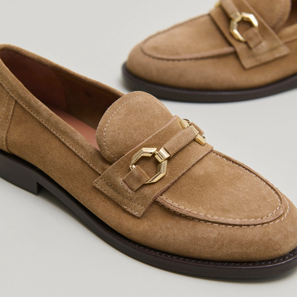 Mocassins &agrave; mors dor&eacute;s en cro&ucirc;te beige fonc&eacute; | DROP | Jonak