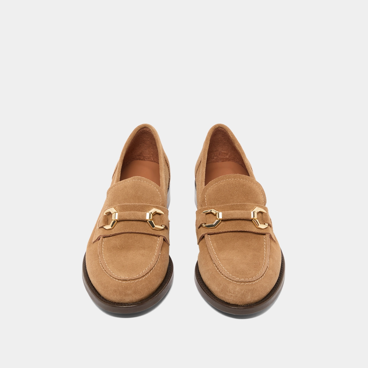 Mocassins &agrave; mors dor&eacute;s en cro&ucirc;te beige fonc&eacute; | DROP | Jonak