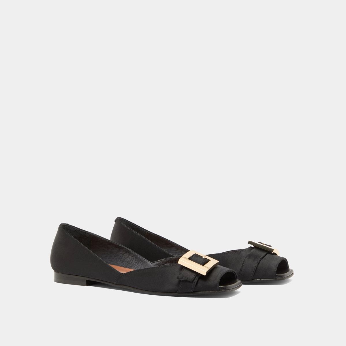 Ballerines à bouts ouverts en satin noir | DURANCE | Jonak