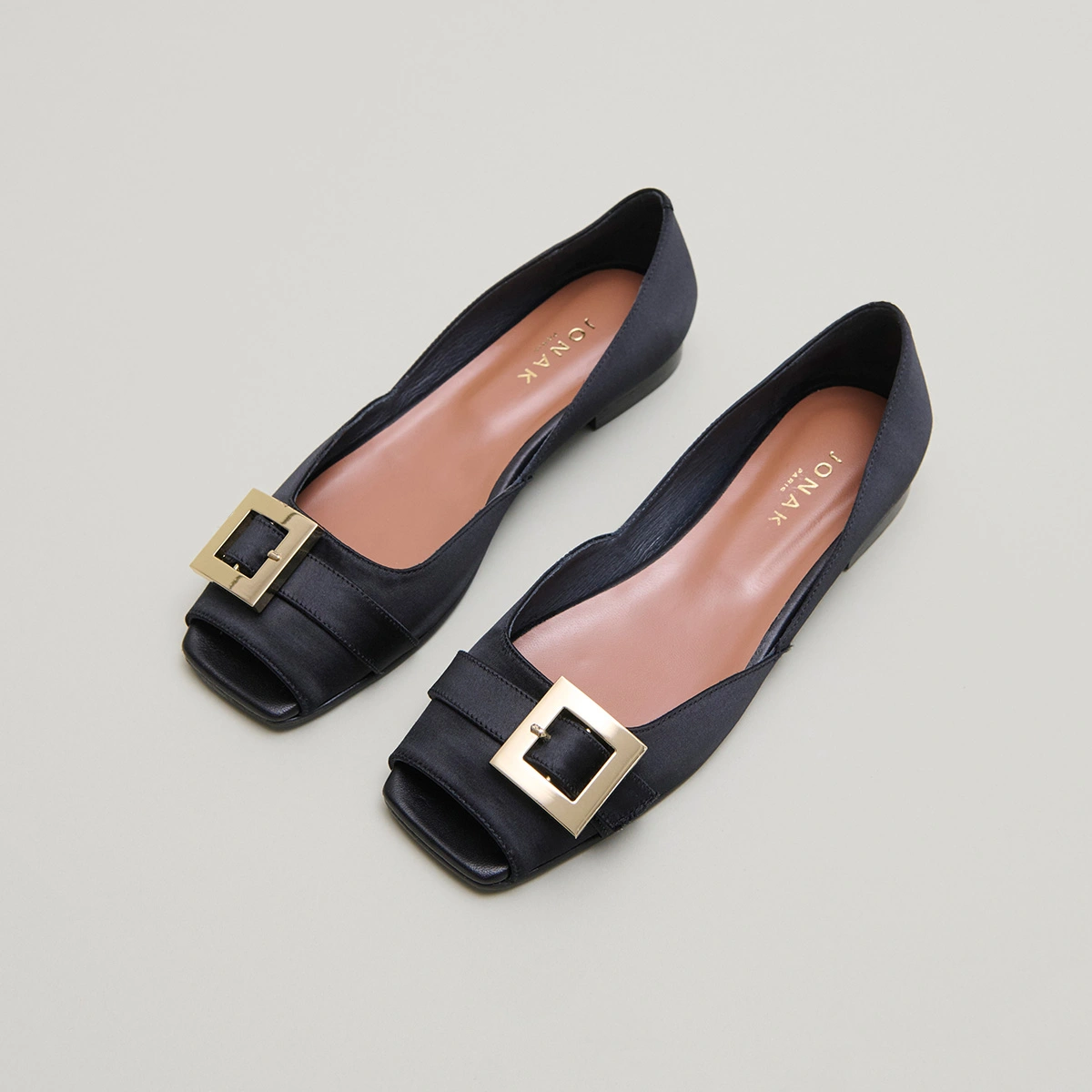 Ballerines à bouts ouverts en satin noir | DURANCE | Jonak