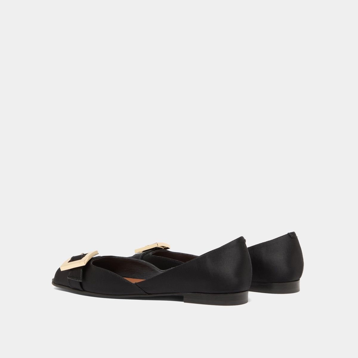 Ballerines à bouts ouverts en satin noir | DURANCE | Jonak