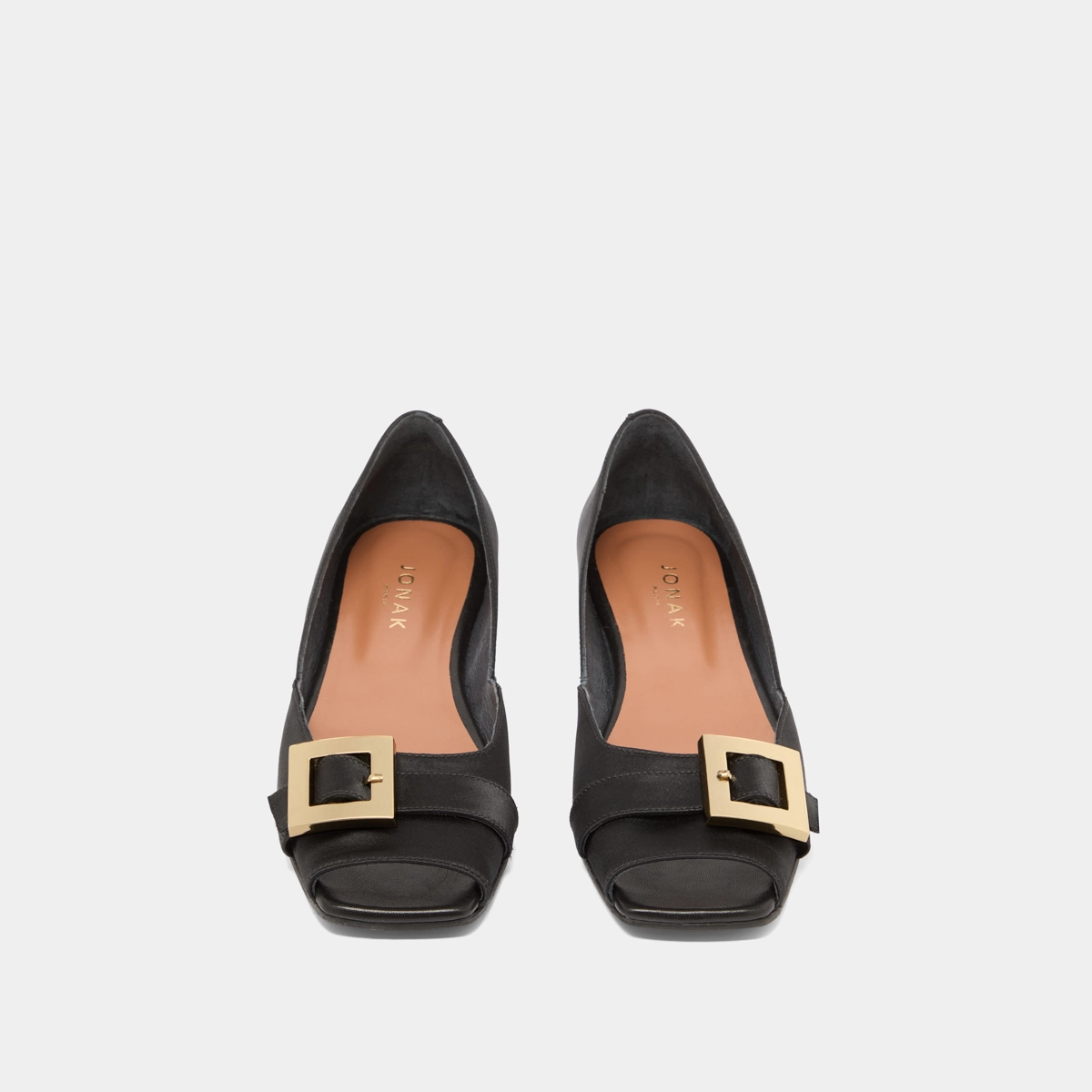 Ballerines à bouts ouverts en satin noir | DURANCE | Jonak