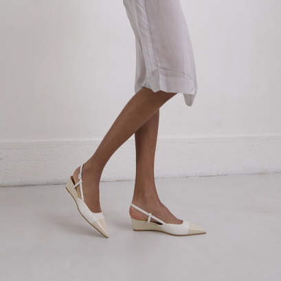 Ballerines compensées en vernis et cuir écrus | DAKARA | Jonak