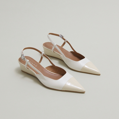 Ballerines compensées en vernis et cuir écrus | DAKARA | Jonak