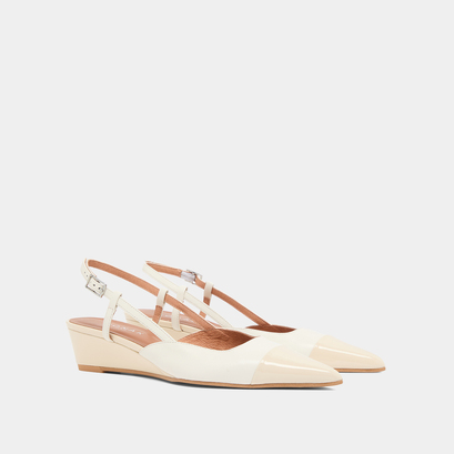 Ballerines compensées en vernis et cuir écrus | DAKARA | Jonak