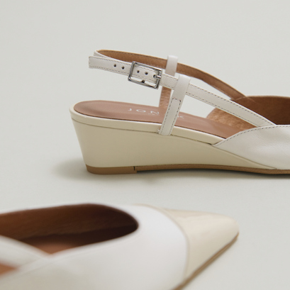 Ballerines compensées en vernis et cuir écrus | DAKARA | Jonak