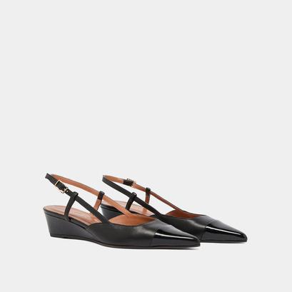 Ballerines compensées en vernis et cuir noirs | DAKARA | Jonak