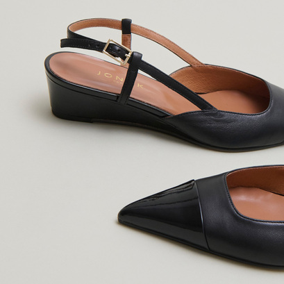Ballerines compensées en vernis et cuir noirs | DAKARA | Jonak