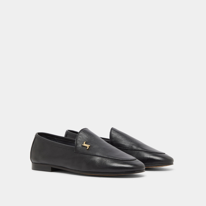 Mocassins à monogrammes en cuir noir | DATY | Jonak