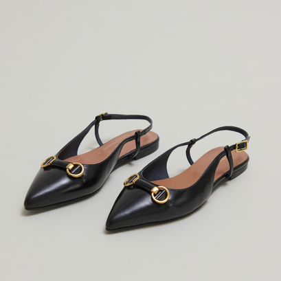 Ballerines slingbacks à bouts pointus et mors dorés noir