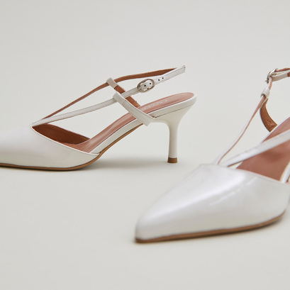 Escarpins slingbacks à bouts pointus en vernis perle | DUO | Jonak