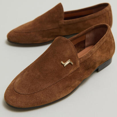 Mocassins à monogrammes en croute cognac | DATY | Jonak