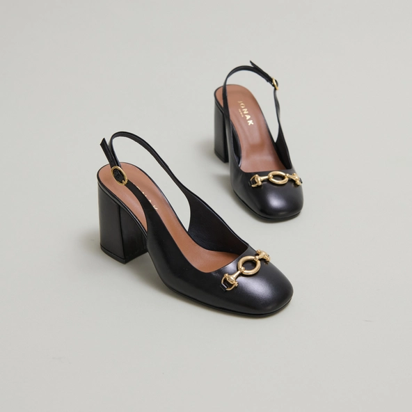 Escarpins slingbacks en cuir noir | DECOUV | Jonak
