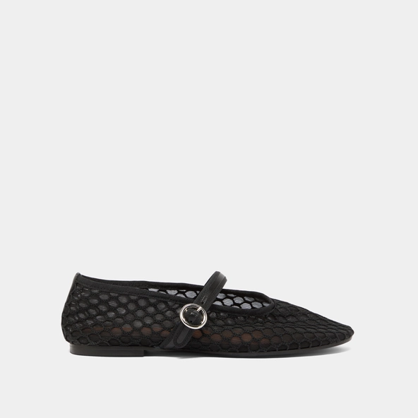 Ballerines à brides en mesh noir et cuir noir | DEESSIA | Jonak