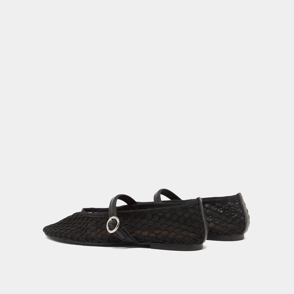 Ballerines à brides en mesh noir et cuir noir | DEESSIA | Jonak
