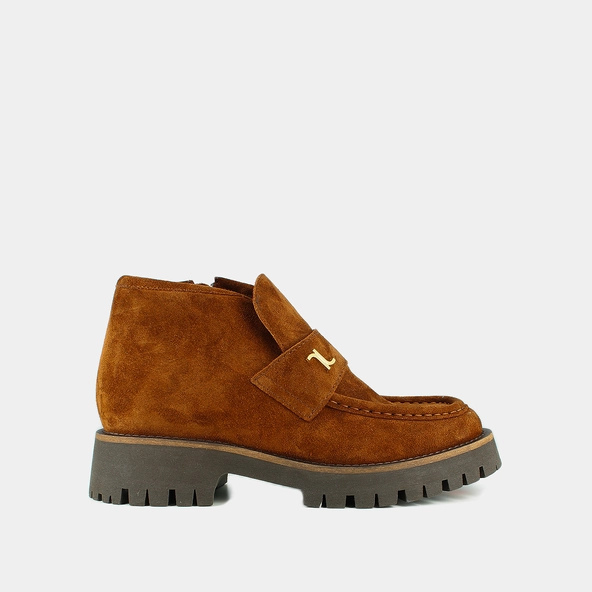 Boots &agrave; semelles crant&eacute;es et monogrammes en croute cognac | DESKIA | Jonak