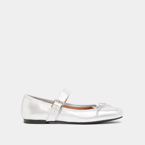 Ballerines à brides en cuir métallisé argent | DOMINANTE | Jonak