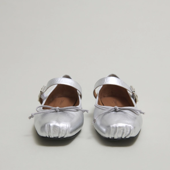 Ballerines à brides en cuir métallisé argent | DOMINANTE | Jonak