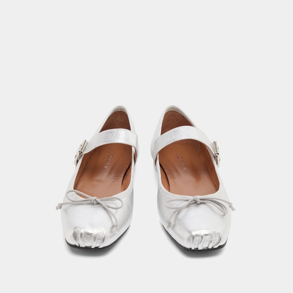 Ballerines à brides en cuir métallisé argent | DOMINANTE | Jonak
