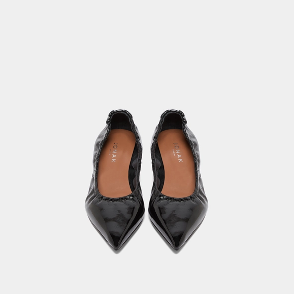 Escarpins &agrave; petits talons en vernis pliss&eacute; noir | DOUA | Jonak