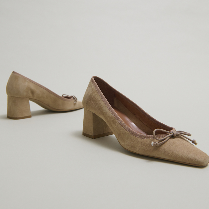 Escarpins à lacets en velours camel | DRING | Jonak