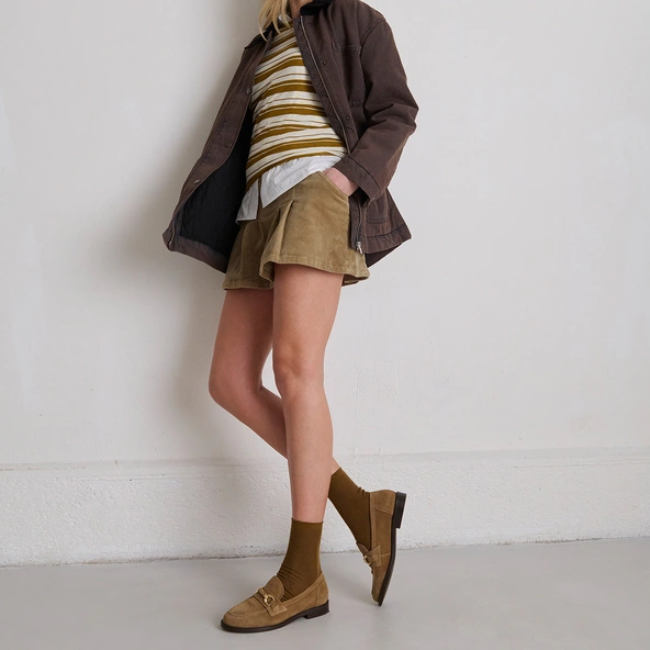 Mocassins &agrave; mors dor&eacute;s en cro&ucirc;te beige fonc&eacute; | DROP | Jonak